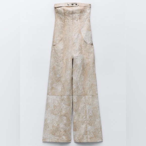 ZARA Wide Leg Strapless Jumpsuit - Picture 6 of 6